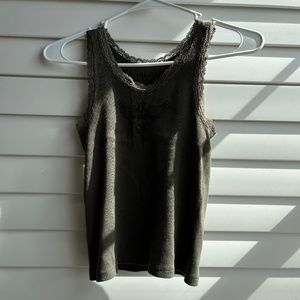 Brandy Melville Ribbed Lace Green Ronnie Tank Skull Wings